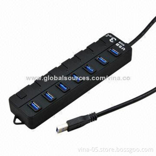 New Portable USB3.0 Super High-speed 7-port Hub/5Gbps Adapter for PCs/Apple's Mac/Laptops